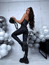 Black, matte faux leather pants "Diva" Z21-1